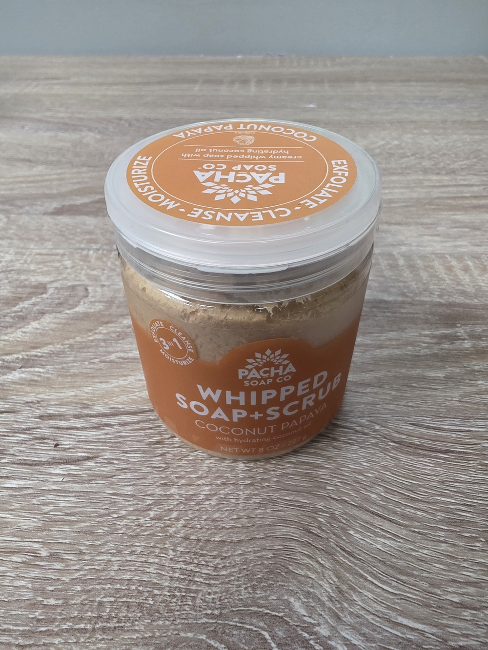 Pacha Soap Hydrating Whipped Soap & Scrub 8oz Exfoliater Coconut Papaya